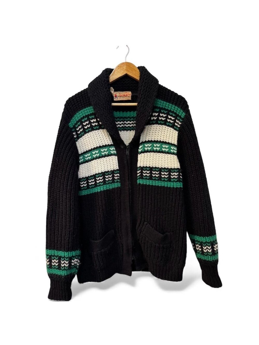 Vintage Kurl King Chunky Knit Zip Cardigan 60s Canadian